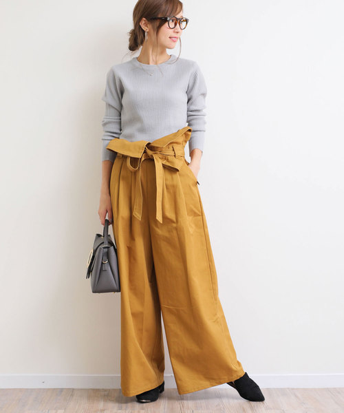 andme(アンドミー)の「長袖リブニットトップス(ニット/セーター・レディース・ブラック/パープル/グレー/オフホワイト/グリーン/マスタード・M/L)」の20枚目の写真