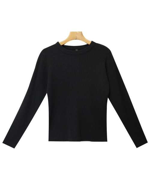 andme(アンドミー)の「長袖リブニットトップス(ニット/セーター・レディース・ブラック/パープル/グレー/オフホワイト/グリーン/マスタード・M/L)」の11枚目の写真