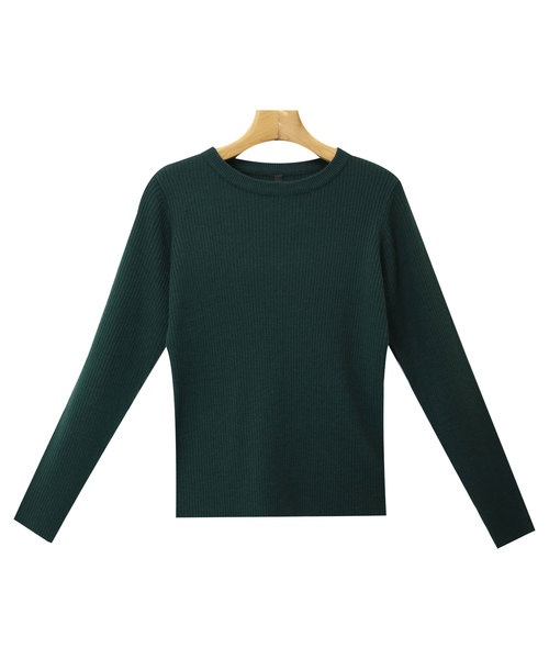 andme(アンドミー)の「長袖リブニットトップス(ニット/セーター・レディース・ブラック/パープル/グレー/オフホワイト/グリーン/マスタード・M/L)」の12枚目の写真