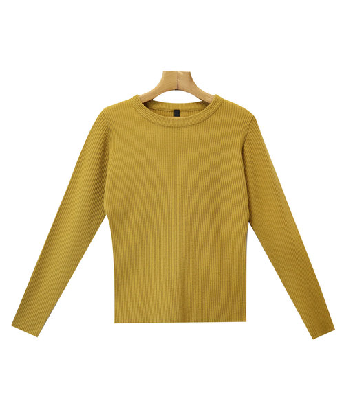 andme(アンドミー)の「長袖リブニットトップス(ニット/セーター・レディース・ブラック/パープル/グレー/オフホワイト/グリーン/マスタード・M/L)」の14枚目の写真