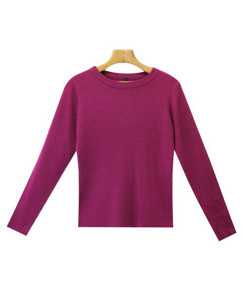 andme(アンドミー)の「長袖リブニットトップス(ニット/セーター・レディース・ブラック/パープル/グレー/オフホワイト/グリーン/マスタード・M/L)」の15枚目の写真