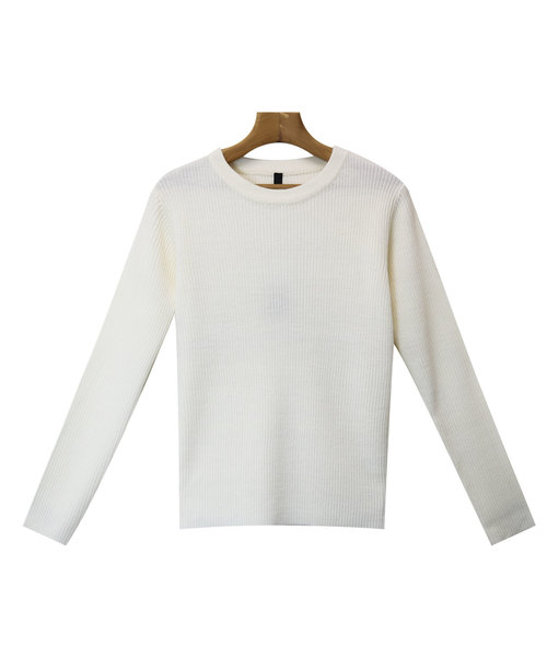 andme(アンドミー)の「長袖リブニットトップス(ニット/セーター・レディース・ブラック/パープル/グレー/オフホワイト/グリーン/マスタード・M/L)」の16枚目の写真