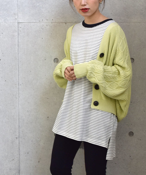 w closet（ダブルクローゼット）の「クルーネックボーダービッグプルオーバー（Tシャツ/カットソー・レディース・ブラック/パープル/オフホワイト/サックスブルー/ライトグリーン/ラベンダー/モカ/ブルー系その他・FREE）」の16枚目の写真