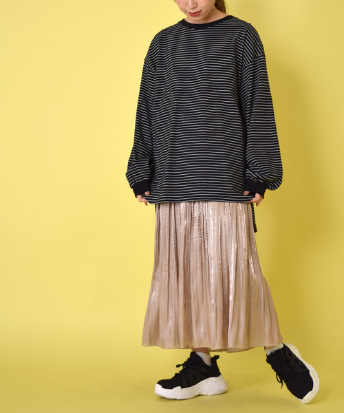 w closet（ダブルクローゼット）の「クルーネックボーダービッグプルオーバー（Tシャツ/カットソー・レディース・ブラック/パープル/オフホワイト/サックスブルー/ライトグリーン/ラベンダー/モカ/ブルー系その他・FREE）」の14枚目の写真