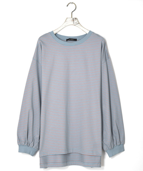 w closet（ダブルクローゼット）の「クルーネックボーダービッグプルオーバー（Tシャツ/カットソー・レディース・ブラック/パープル/オフホワイト/サックスブルー/ライトグリーン/ラベンダー/モカ/ブルー系その他・FREE）」の15枚目の写真