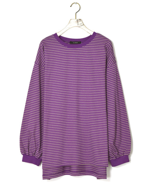 w closet（ダブルクローゼット）の「クルーネックボーダービッグプルオーバー（Tシャツ/カットソー・レディース・ブラック/パープル/オフホワイト/サックスブルー/ライトグリーン/ラベンダー/モカ/ブルー系その他・FREE）」の19枚目の写真