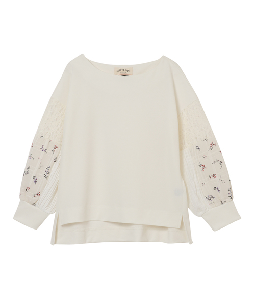 DOLLUPOOPS（ドールアップウップス）の「異素材 袖パッチワーク プルオーバー 60312（Tシャツ/カットソー・レディース・ホワイト/ネイビー・38）」の3枚目の写真