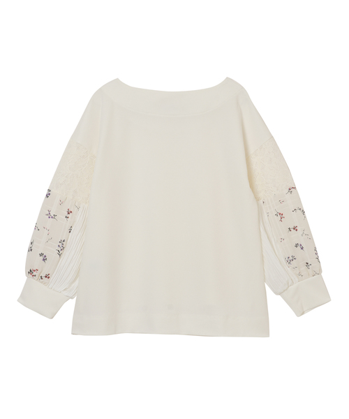 DOLLUPOOPS（ドールアップウップス）の「異素材 袖パッチワーク プルオーバー 60312（Tシャツ/カットソー・レディース・ホワイト/ネイビー・38）」の4枚目の写真