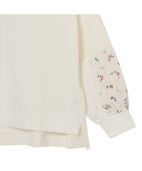 DOLLUPOOPS（ドールアップウップス）の「異素材 袖パッチワーク プルオーバー 60312（Tシャツ/カットソー・レディース・ホワイト/ネイビー・38）」の5枚目の写真