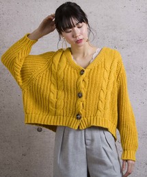 【Jewelobe/ ジュエローブ】 ケーブル編みショートカーデ