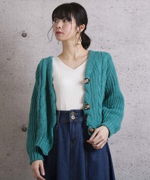 【Jewelobe/ ジュエローブ】 ケーブル編みショートカーデ