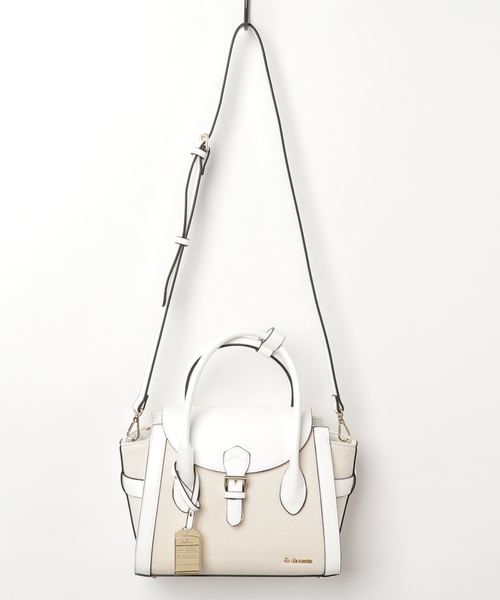 & chouette（アンドシュエット）の「フラップキャンバスバッグ（ハンドバッグ・レディース・ホワイト/ブラック/ダークグリーン/イエロー/グレイッシュベージュ・FREE）」の2枚目の写真