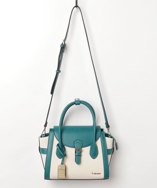 & chouette（アンドシュエット）の「フラップキャンバスバッグ（ハンドバッグ・レディース・ホワイト/ブラック/ダークグリーン/イエロー/グレイッシュベージュ・FREE）」の4枚目の写真