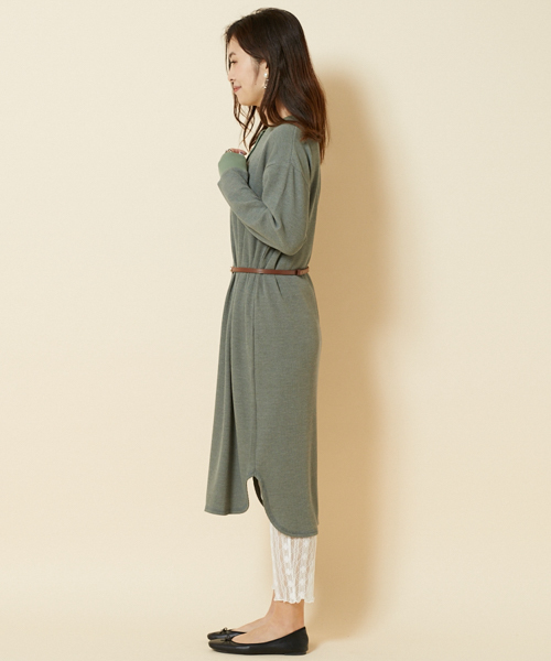 PairPair（ペアペア）の「ワッフルヘンリーネックワンピース（ワンピース・レディース・カーキ/アイボリー・FREE）」の8枚目の写真