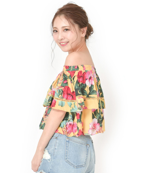 rip curl(リップカール)の「【RIP CURL リップカール】レディース プリント柄 オフショルダーブラウス(シャツ/ブラウス・レディース・ホワイト/イエロー・MEDIUM)」の4枚目の写真