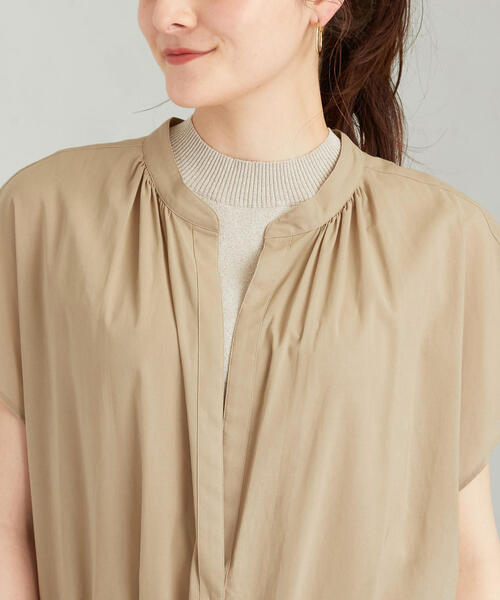 green label relaxing(グリーンレーベルリラクシング)の「FM ショートスリーブ シャツディガン(シャツワンピース・レディース・ブラック/ベージュ/ケリー・FREE)」の6枚目の写真