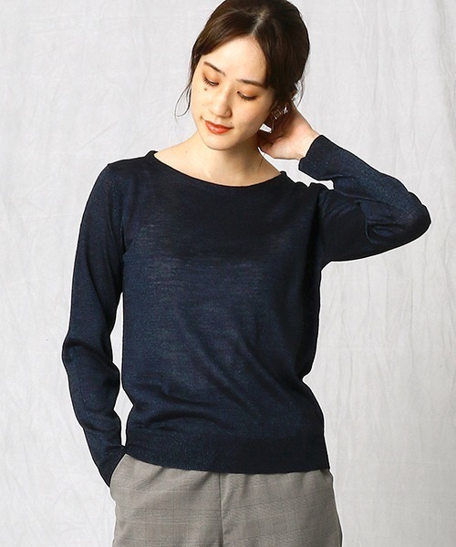 Comme　Ca　Mature（コムサマチュア）の「《ウォッシャブル》ボートネック ニットプルオーバー（ニット/セーター・レディース・ライトグレー/パープル/ネイビー/キャメル・MEDIUM/LARGE）」の2枚目の写真