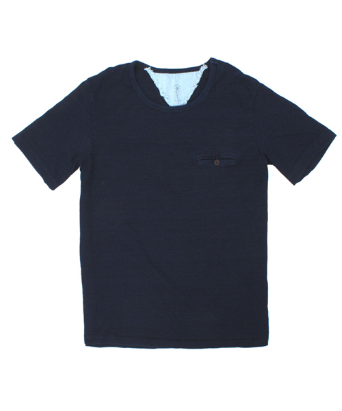 Denime(ドゥニーム)の「INDIGO S/S CREW NECK POCKET TEE(Tシャツ/カットソー・メンズ・ネイビー/インディゴブルー・LARGE/SMALL/MEDIUM)」の1枚目の写真