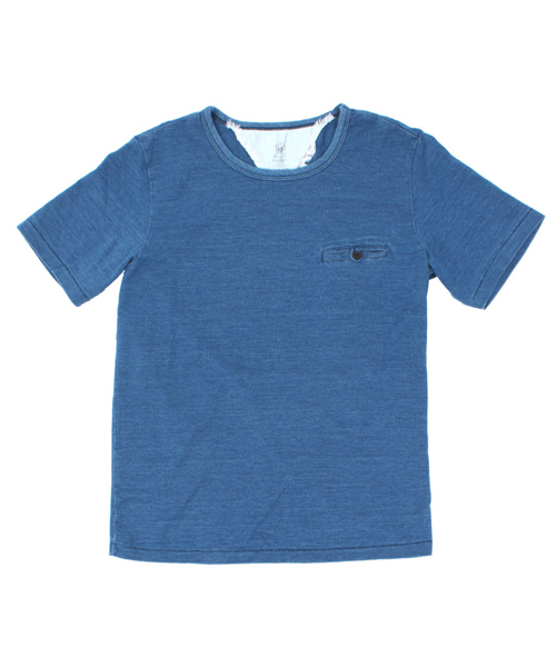 Denime(ドゥニーム)の「INDIGO S/S CREW NECK POCKET TEE(Tシャツ/カットソー・メンズ・ネイビー/インディゴブルー・LARGE/SMALL/MEDIUM)」の2枚目の写真