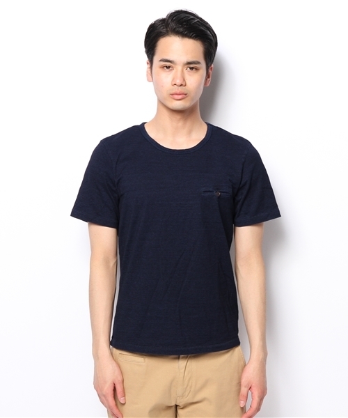 Denime(ドゥニーム)の「INDIGO S/S CREW NECK POCKET TEE(Tシャツ/カットソー・メンズ・ネイビー/インディゴブルー・LARGE/SMALL/MEDIUM)」の8枚目の写真