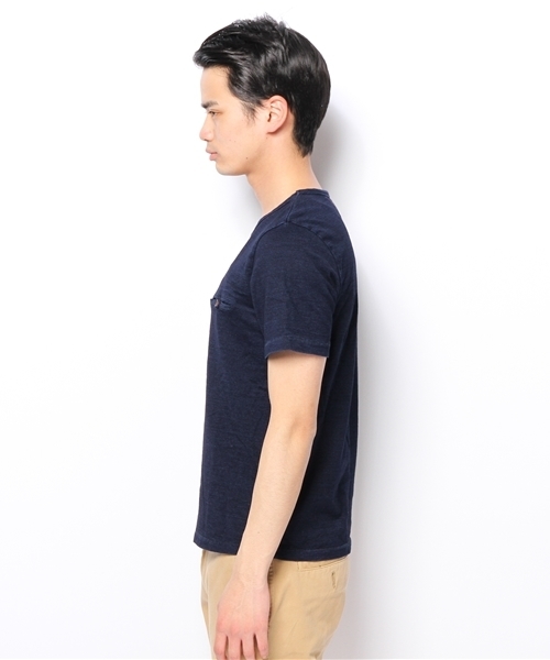 Denime(ドゥニーム)の「INDIGO S/S CREW NECK POCKET TEE(Tシャツ/カットソー・メンズ・ネイビー/インディゴブルー・LARGE/SMALL/MEDIUM)」の9枚目の写真