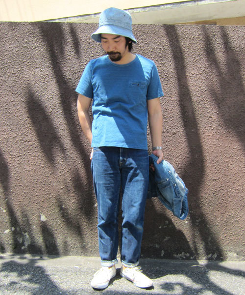 Denime(ドゥニーム)の「INDIGO S/S CREW NECK POCKET TEE(Tシャツ/カットソー・メンズ・ネイビー/インディゴブルー・LARGE/SMALL/MEDIUM)」の3枚目の写真