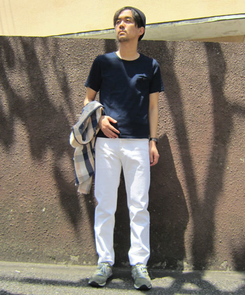 Denime(ドゥニーム)の「INDIGO S/S CREW NECK POCKET TEE(Tシャツ/カットソー・メンズ・ネイビー/インディゴブルー・LARGE/SMALL/MEDIUM)」の5枚目の写真