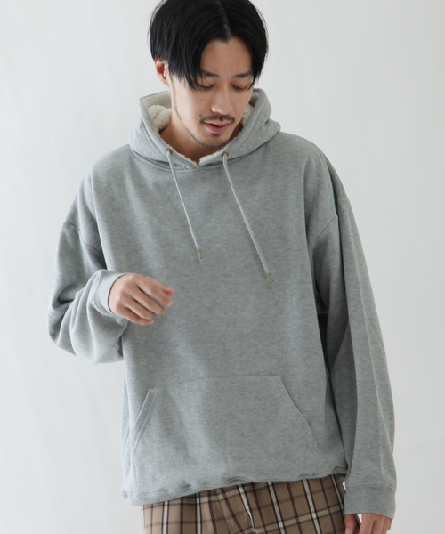 ZIP FIVE(ジップファイブ)の「【ZIP FIVE】裏ボアビッグプルパーカー(パーカー・メンズ・ホワイト/ブラック/ベージュ/ブラウン/グレー/オリーブ・MEDIUM/LARGE)」の4枚目の写真