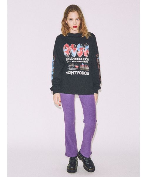 jouetie（ジュエティ）の「ニットリブフィットフレアパンツ（その他パンツ・レディース・ブラック/ベージュ/パープル/グレー/ピンク・MEDIUM）」の9枚目の写真