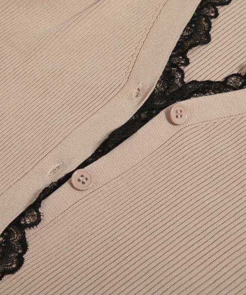 Julia Boutique（ジュリアブティック）の「繊細レースデザインリブニットカーディガン/510432（カーディガン/ボレロ・レディース・ブラック/ベージュ/ブラウン/ボルドー/パープル・ONE/LL/L）」の14枚目の写真