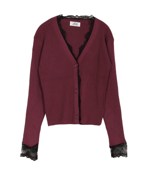 Julia Boutique（ジュリアブティック）の「繊細レースデザインリブニットカーディガン/510432（カーディガン/ボレロ・レディース・ブラック/ベージュ/ブラウン/ボルドー/パープル・ONE/LL/L）」の22枚目の写真