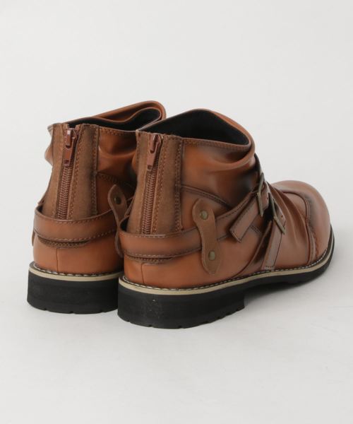 TopIsm（トップイズム）の「ベルトデザインドレープ加工ショートブーツ（ブーツ・メンズ・ブラック/ブラウン/キャメル・41/42/43/44/46）」の4枚目の写真