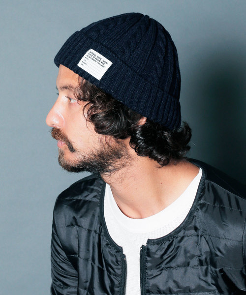 Magine(マージン)の「AC/W CABLE WATCH CAP:アクリル/ウール ケーブルワッチキャップ(ニットキャップ/ビーニー)」|ネイビー