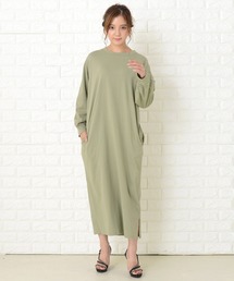シンプル無地長袖ロングTシャツワンピース