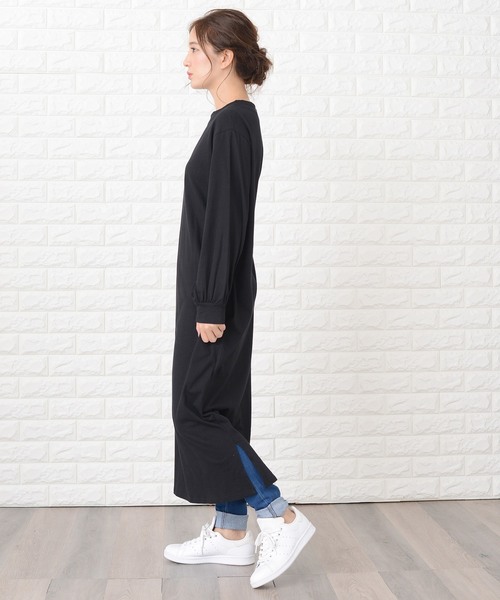 Lace Ladies（レースレディース）の「シンプル無地長袖ロングTシャツワンピース（ワンピース・レディース・ブラック/ネイビー/グレー/グリーン/ベージュ/ブルーグレー・FREE）」の8枚目の写真