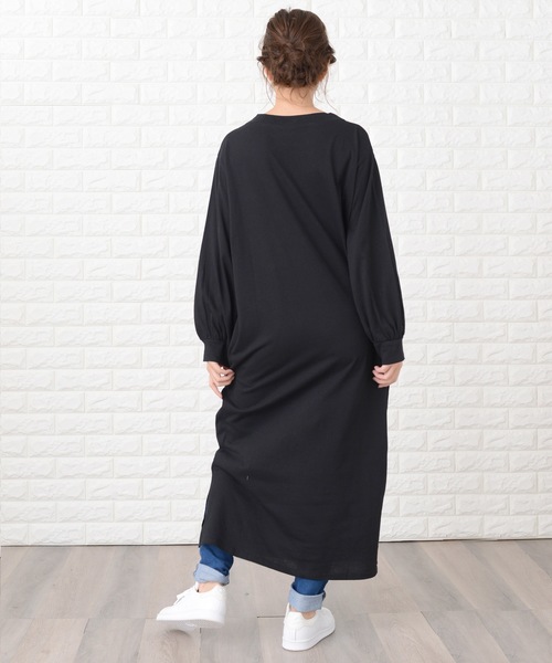 Lace Ladies（レースレディース）の「シンプル無地長袖ロングTシャツワンピース（ワンピース・レディース・ブラック/ネイビー/グレー/グリーン/ベージュ/ブルーグレー・FREE）」の9枚目の写真