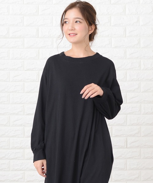 Lace Ladies（レースレディース）の「シンプル無地長袖ロングTシャツワンピース（ワンピース・レディース・ブラック/ネイビー/グレー/グリーン/ベージュ/ブルーグレー・FREE）」の12枚目の写真