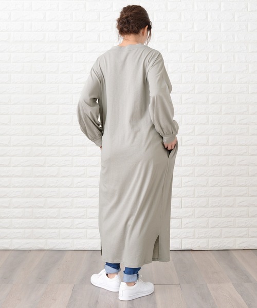 Lace Ladies（レースレディース）の「シンプル無地長袖ロングTシャツワンピース（ワンピース・レディース・ブラック/ネイビー/グレー/グリーン/ベージュ/ブルーグレー・FREE）」の16枚目の写真