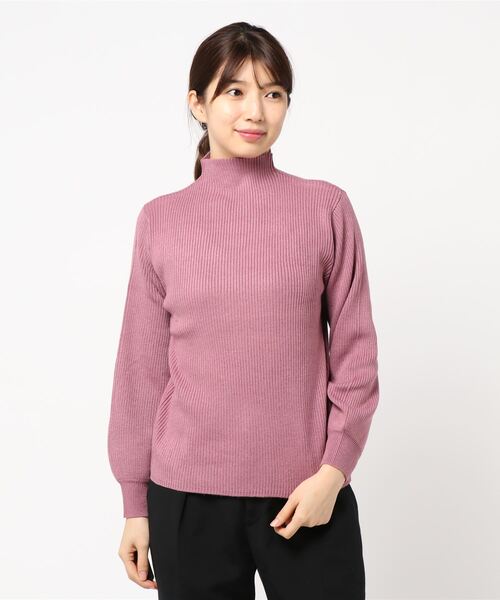 STYLEBLOCK(スタイルブロック)の「リブ編みボトルネックボリューム袖ニットセーター(ニット/セーター・レディース・ピンク系その他/ブラウン系その他/ミックスグレー/オフホワイト/ベージュ/ダークグリーン/ブラック・M)」の7枚目の写真