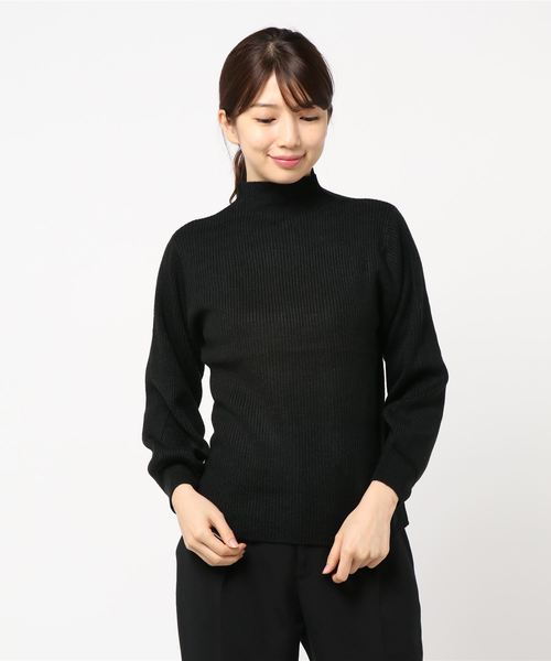 STYLEBLOCK(スタイルブロック)の「リブ編みボトルネックボリューム袖ニットセーター(ニット/セーター・レディース・ピンク系その他/ブラウン系その他/ミックスグレー/オフホワイト/ベージュ/ダークグリーン/ブラック・M)」の3枚目の写真