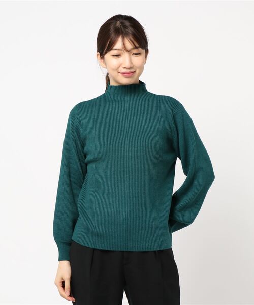 STYLEBLOCK(スタイルブロック)の「リブ編みボトルネックボリューム袖ニットセーター(ニット/セーター・レディース・ピンク系その他/ブラウン系その他/ミックスグレー/オフホワイト/ベージュ/ダークグリーン/ブラック・M)」の6枚目の写真