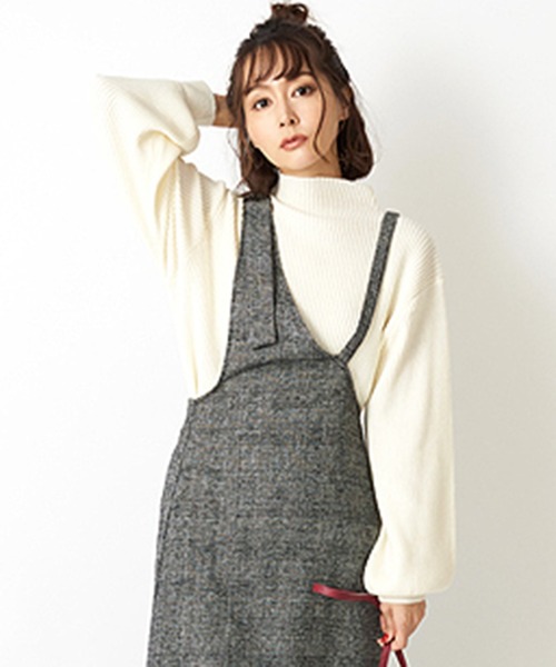 STYLEBLOCK(スタイルブロック)の「リブ編みボトルネックボリューム袖ニットセーター(ニット/セーター・レディース・ピンク系その他/ブラウン系その他/ミックスグレー/オフホワイト/ベージュ/ダークグリーン/ブラック・M)」の2枚目の写真