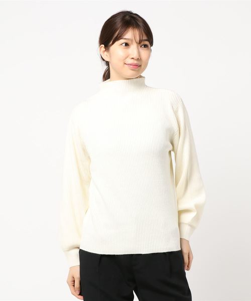 STYLEBLOCK(スタイルブロック)の「リブ編みボトルネックボリューム袖ニットセーター(ニット/セーター・レディース・ピンク系その他/ブラウン系その他/ミックスグレー/オフホワイト/ベージュ/ダークグリーン/ブラック・M)」の12枚目の写真