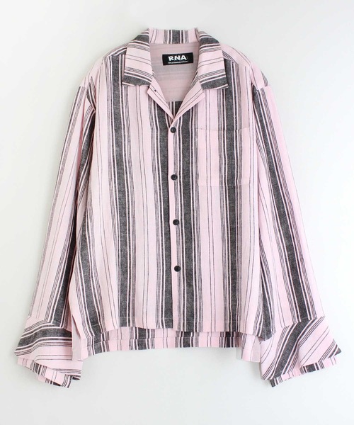 RNA（アールエヌエー）の「B2545 ストライプフレアカフスシャツ（シャツ/ブラウス・レディース・ホワイト/カーキ/ピンク・MEDIUM）」の3枚目の写真