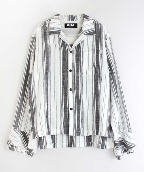 RNA（アールエヌエー）の「B2545 ストライプフレアカフスシャツ（シャツ/ブラウス・レディース・ホワイト/カーキ/ピンク・MEDIUM）」の4枚目の写真