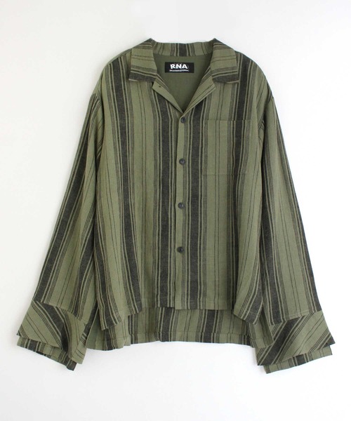 RNA（アールエヌエー）の「B2545 ストライプフレアカフスシャツ（シャツ/ブラウス・レディース・ホワイト/カーキ/ピンク・MEDIUM）」の5枚目の写真