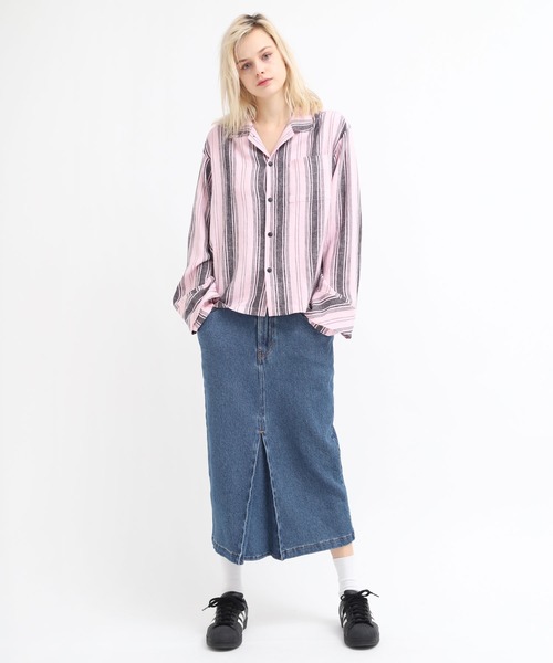 RNA（アールエヌエー）の「B2545 ストライプフレアカフスシャツ（シャツ/ブラウス・レディース・ホワイト/カーキ/ピンク・MEDIUM）」の14枚目の写真