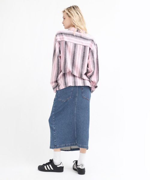 RNA（アールエヌエー）の「B2545 ストライプフレアカフスシャツ（シャツ/ブラウス・レディース・ホワイト/カーキ/ピンク・MEDIUM）」の16枚目の写真