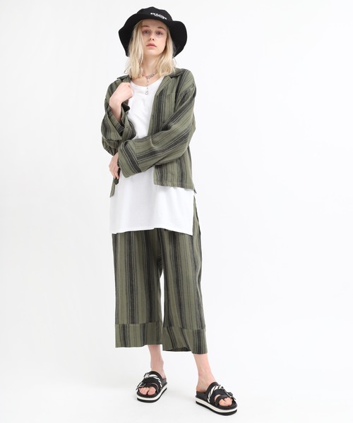 RNA（アールエヌエー）の「B2545 ストライプフレアカフスシャツ（シャツ/ブラウス・レディース・ホワイト/カーキ/ピンク・MEDIUM）」の17枚目の写真