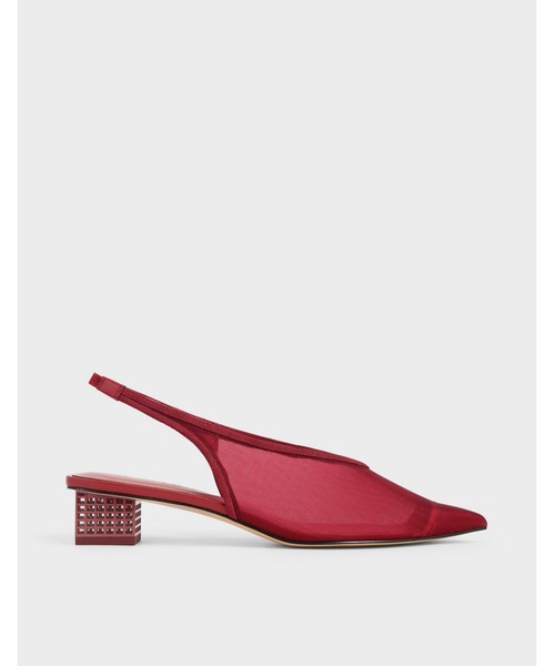 CHARLES ＆ KEITH パンプス メッシュ ウーブンスリングバック